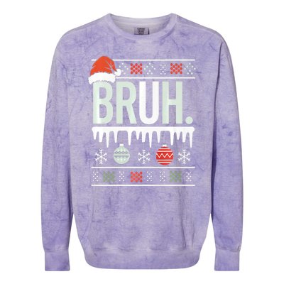 Bruh Meme Funny Christmas Santa Greeting Teens Xmas Colorblast Crewneck Sweatshirt