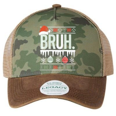 Bruh Meme Funny Christmas Santa Greeting Teens Xmas Legacy Tie Dye Trucker Hat