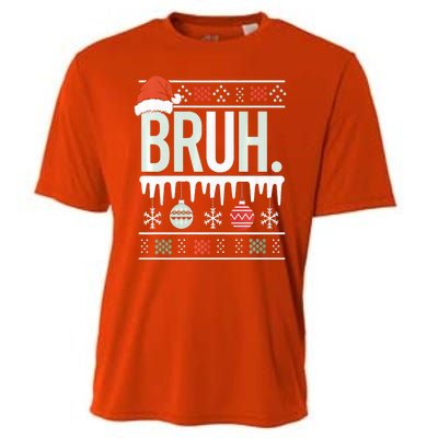 Bruh Meme Funny Christmas Santa Greeting Teens Xmas Cooling Performance Crew T-Shirt