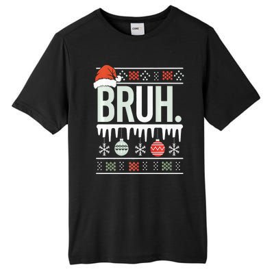 Bruh Meme Funny Christmas Santa Greeting Teens Xmas Tall Fusion ChromaSoft Performance T-Shirt