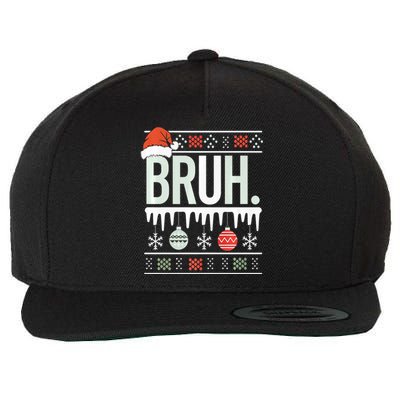 Bruh Meme Funny Christmas Santa Greeting Teens Xmas Wool Snapback Cap