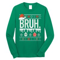 Bruh Meme Funny Christmas Santa Greeting Teens Xmas Long Sleeve Shirt