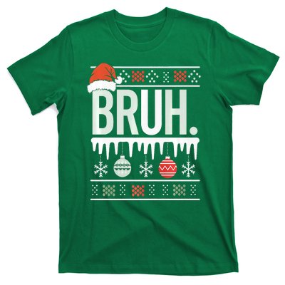 Bruh Meme Funny Christmas Santa Greeting Teens Xmas T-Shirt