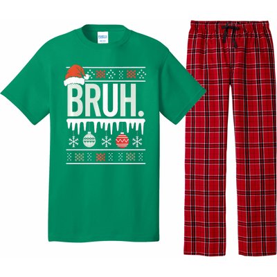 Bruh Meme Funny Christmas Santa Greeting Teens Xmas Pajama Set