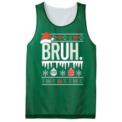 Bruh Meme Funny Christmas Santa Greeting Teens Xmas Mesh Reversible Basketball Jersey Tank