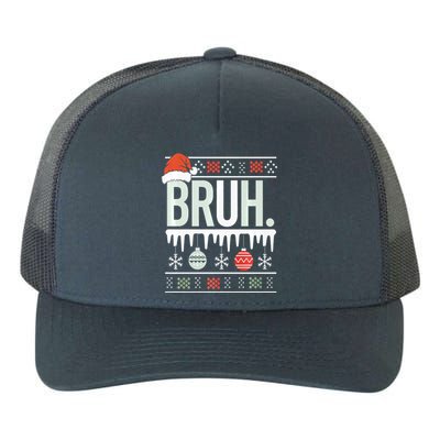 Bruh Meme Funny Christmas Santa Greeting Teens Xmas Yupoong Adult 5-Panel Trucker Hat