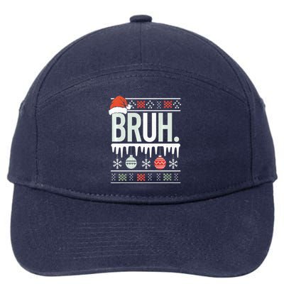 Bruh Meme Funny Christmas Santa Greeting Teens Xmas 7-Panel Snapback Hat