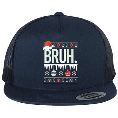 Bruh Meme Funny Christmas Santa Greeting Teens Xmas Flat Bill Trucker Hat