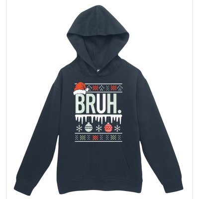 Bruh Meme Funny Christmas Santa Greeting Teens Xmas Urban Pullover Hoodie