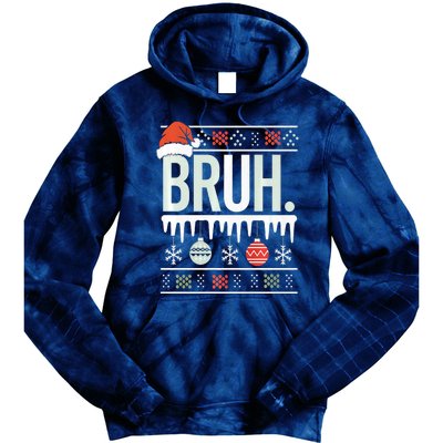 Bruh Meme Funny Christmas Santa Greeting Teens Xmas Tie Dye Hoodie