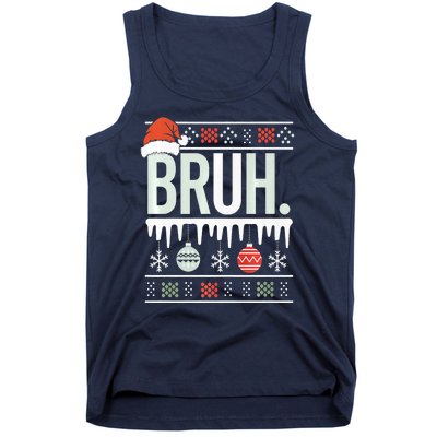 Bruh Meme Funny Christmas Santa Greeting Teens Xmas Tank Top