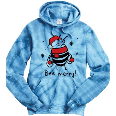 Bee Merry Funny Christmas Gift Bee Lover Tie Dye Hoodie