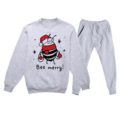 Bee Merry Funny Christmas Gift Bee Lover Premium Crewneck Sweatsuit Set