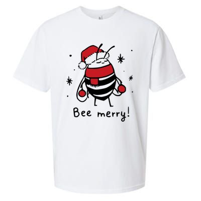 Bee Merry Funny Christmas Gift Bee Lover Sueded Cloud Jersey T-Shirt