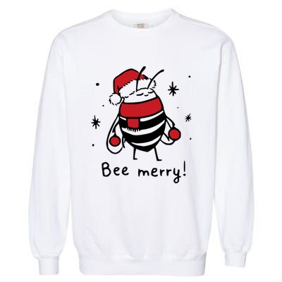 Bee Merry Funny Christmas Gift Bee Lover Garment-Dyed Sweatshirt