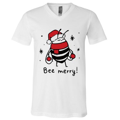 Bee Merry Funny Christmas Gift Bee Lover V-Neck T-Shirt