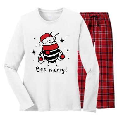 Bee Merry Funny Christmas Gift Bee Lover Women's Long Sleeve Flannel Pajama Set 