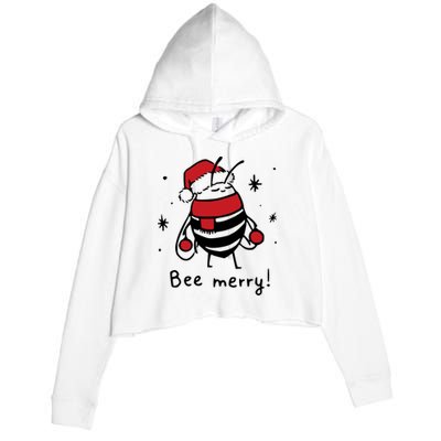 Bee Merry Funny Christmas Gift Bee Lover Crop Fleece Hoodie