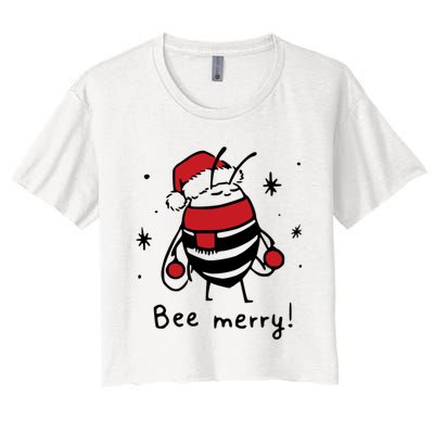 Bee Merry Funny Christmas Gift Bee Lover Women's Crop Top Tee