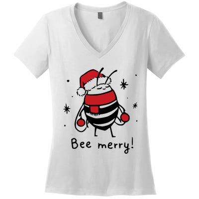 Bee Merry Funny Christmas Gift Bee Lover Women's V-Neck T-Shirt