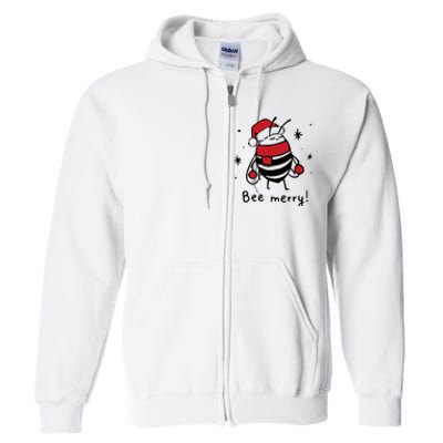 Bee Merry Funny Christmas Gift Bee Lover Full Zip Hoodie