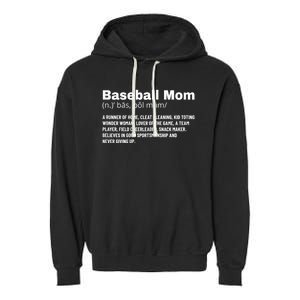 Baseball Mom Funny Definition Baseball Mother Garment-Dyed Fleece Hoodie