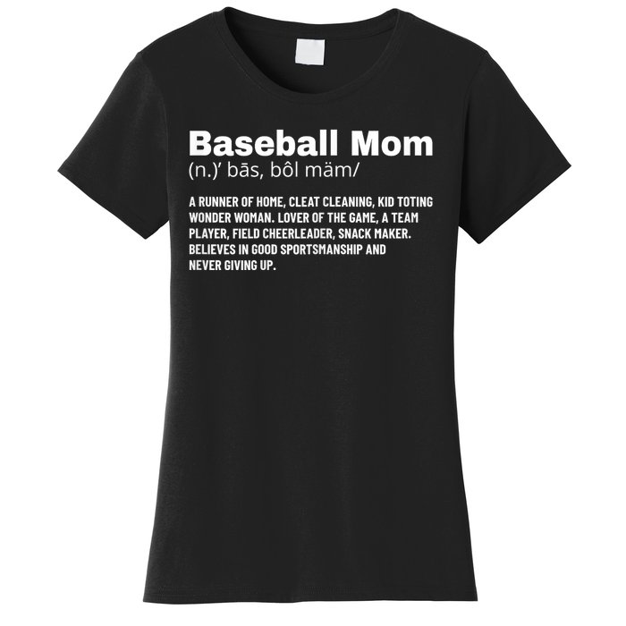 Baseball Mom Funny Definition Baseball Mother Women's T-Shirt