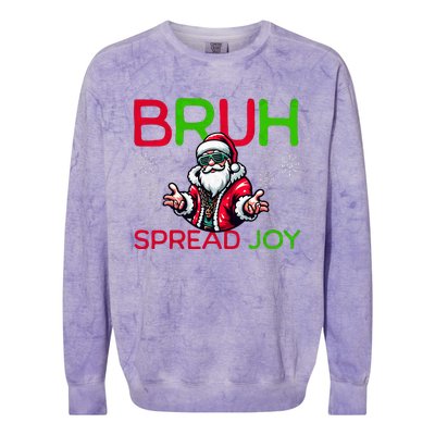 Bruh Meme Funny Christmas  Spread Joy Hip Hop Santa Colorblast Crewneck Sweatshirt