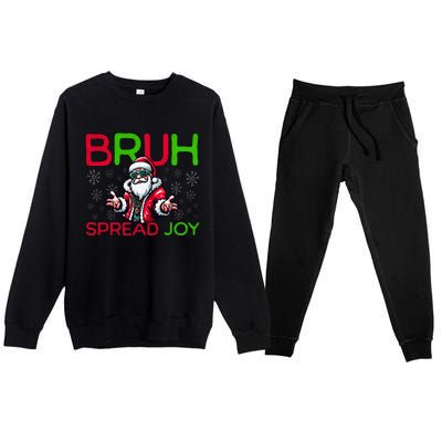 Bruh Meme Funny Christmas  Spread Joy Hip Hop Santa Premium Crewneck Sweatsuit Set