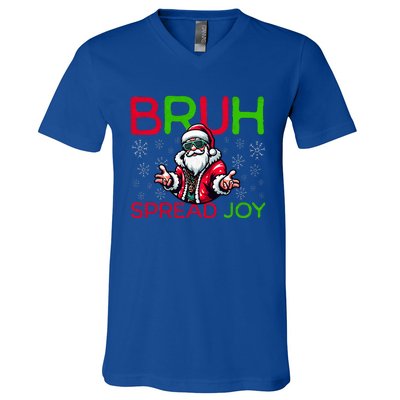 Bruh Meme Funny Christmas  Spread Joy Hip Hop Santa V-Neck T-Shirt