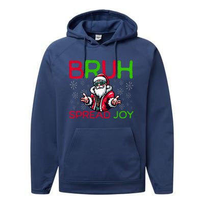 Bruh Meme Funny Christmas  Spread Joy Hip Hop Santa Performance Fleece Hoodie