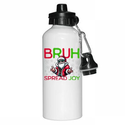 Bruh Meme Funny Christmas  Spread Joy Hip Hop Santa Aluminum Water Bottle