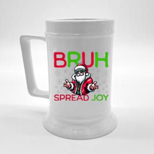 Bruh Meme Funny Christmas  Spread Joy Hip Hop Santa Beer Stein