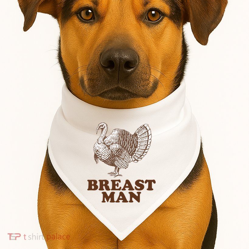 Breast Man Funny Turkey Thanksgiving USA-Made Doggie Bandana