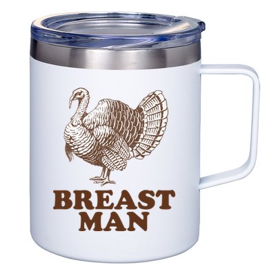 Breast Man Funny Turkey Thanksgiving 12oz Stainless Steel Coffee Mug