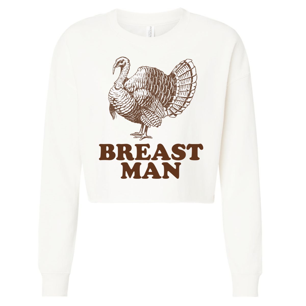Breast Man Funny Turkey Thanksgiving Cropped Pullover Crew