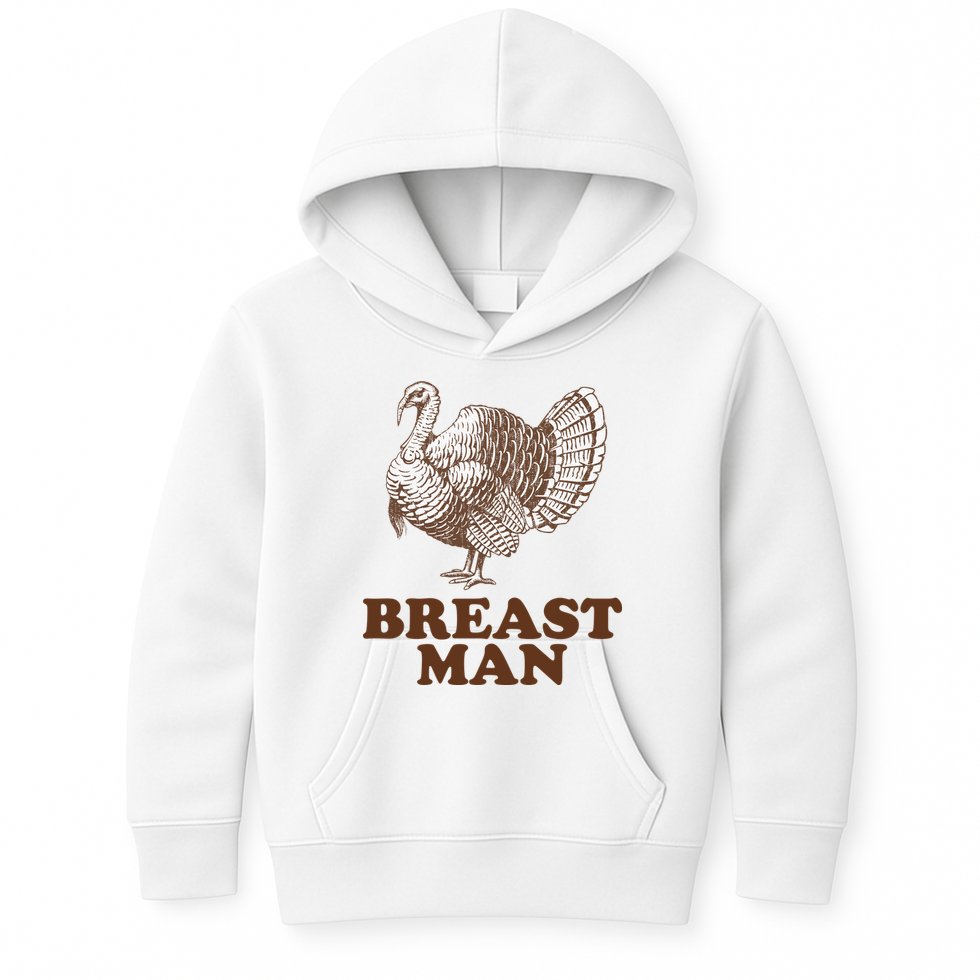Breast Man Funny Turkey Thanksgiving Kids Hoodie