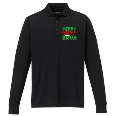 Bruh Meme Funny Saying Bro Greeting Teens Christmas Performance Long Sleeve Polo