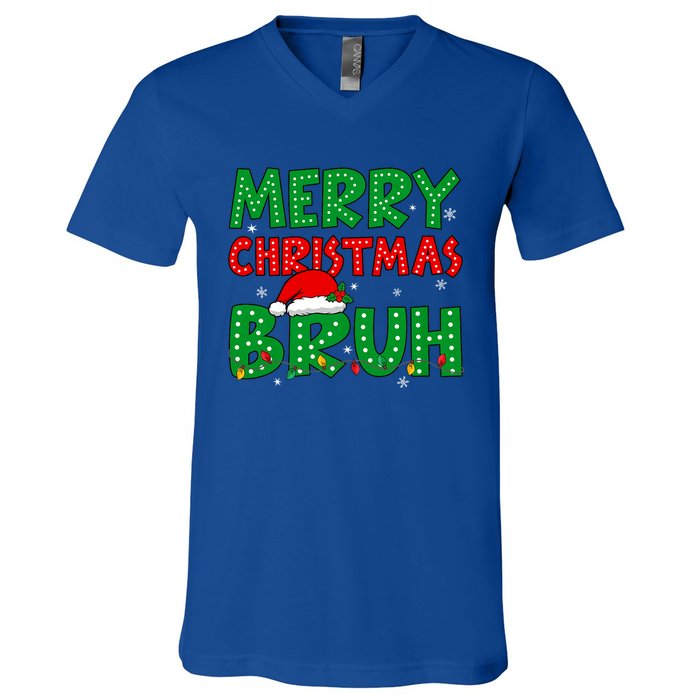 Bruh Meme Funny Saying Bro Greeting Teens Christmas V-Neck T-Shirt