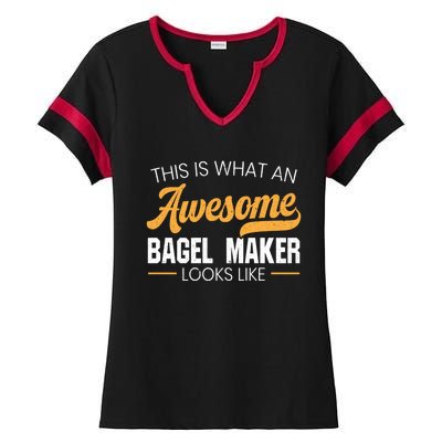 Bagel Maker Foodie Bread Bakery Food Jewish Sesame Sead Gift Ladies Halftime Notch Neck Tee