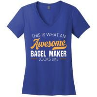 Bagel Maker Foodie Bread Bakery Food Jewish Sesame Sead Gift Women's V-Neck T-Shirt