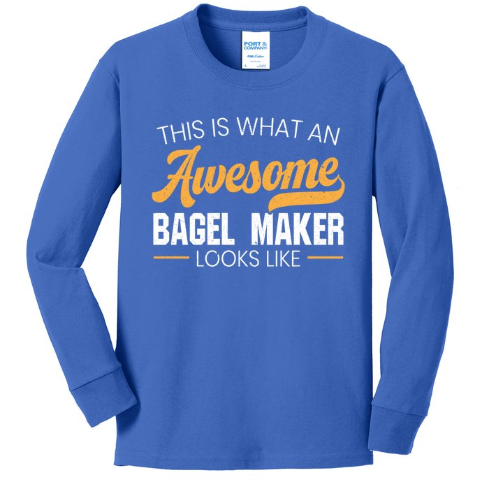 Bagel Maker Foodie Bread Bakery Food Jewish Sesame Sead Gift Kids Long Sleeve Shirt