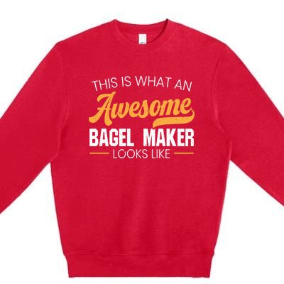 Bagel Maker Foodie Bread Bakery Food Jewish Sesame Sead Gift Premium Crewneck Sweatshirt