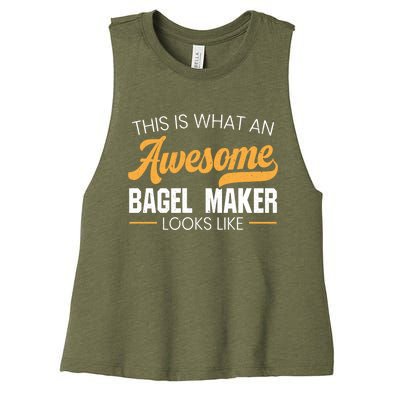 Bagel Maker Foodie Bread Bakery Food Jewish Sesame Sead Gift Women's Racerback Cropped Tank