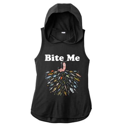 Bite Me Fishing Gift For Fishing Lovers Ladies PosiCharge Tri-Blend Wicking Draft Hoodie Tank