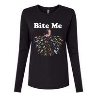 Bite Me Fishing Gift For Fishing Lovers Womens Cotton Relaxed Long Sleeve T-Shirt