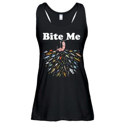 Bite Me Fishing Gift For Fishing Lovers Ladies Essential Flowy Tank