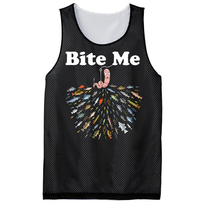 Bite Me Fishing Gift For Fishing Lovers Mesh Reversible Basketball Jersey Tank