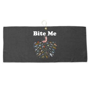 Bite Me Fishing Gift For Fishing Lovers Large Microfiber Waffle Golf Towel