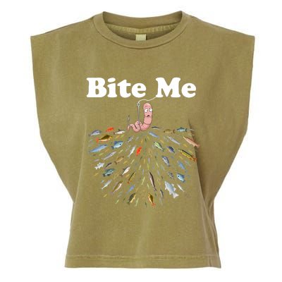 Bite Me Fishing Gift For Fishing Lovers Garment-Dyed Women's Muscle Tee